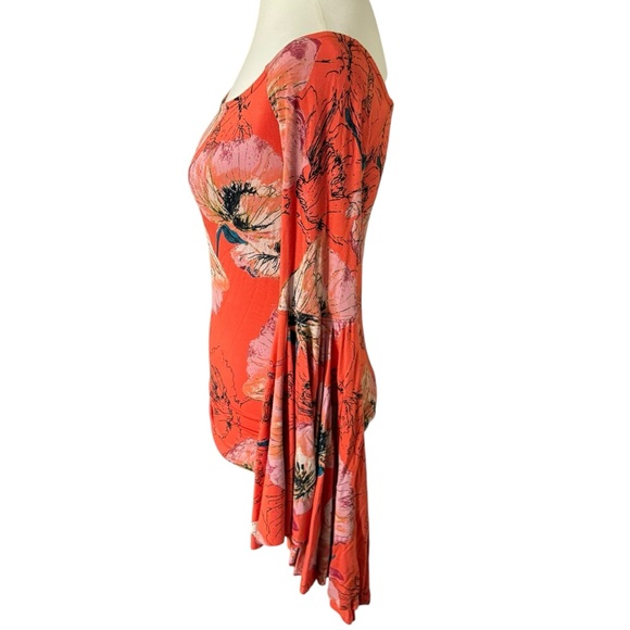 Free People Birds of Paradise Floral Off the Shoulder Bell Sleeve Top Blouse - Picture 6 of 7